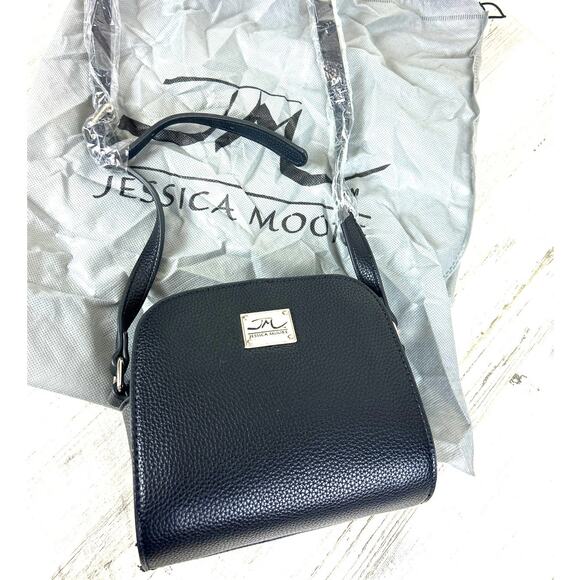 Jessica Moore Women’s Small Black Leather Exquisite Collection Crossbody Bag NEW - Picture 1 of 6